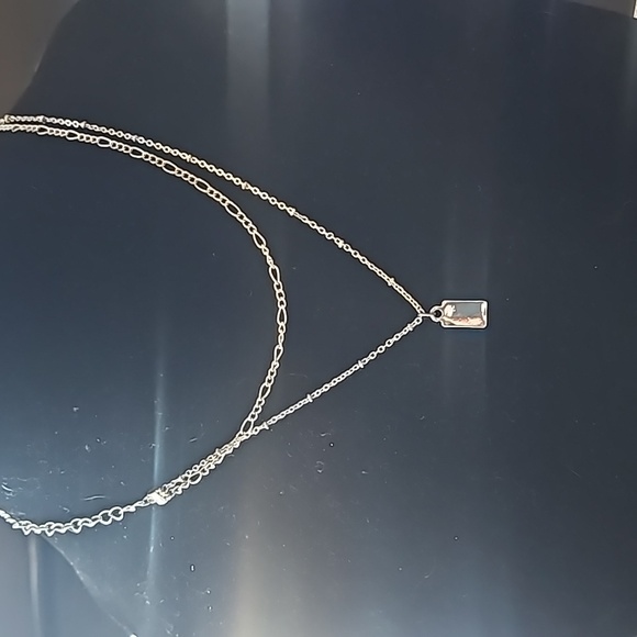 Double wrap silver necklace with initial tag *no anitial* - Picture 3 of 3